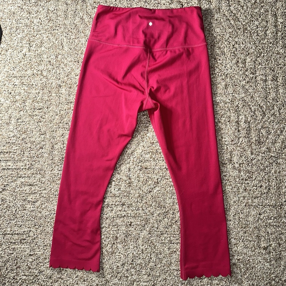 Kate Spade New York Women's Hot Pink Scallop Crop Leggings High Rise Size Small - Picture 7 of 10